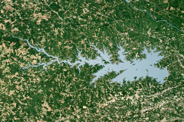 默里湖3D渲染卫星图像空中俯视图图片下载