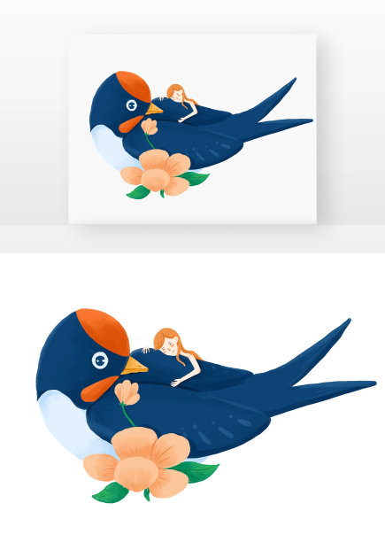 立春少女和燕子春季景色女孩燕子花朵图片下载