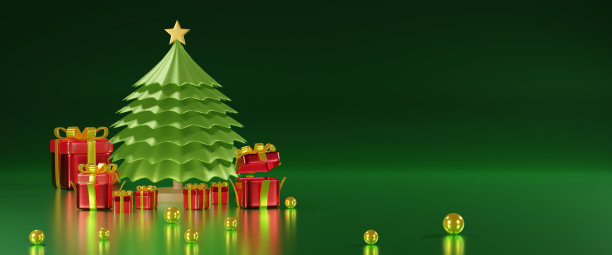 圣诞节和新年背景。圣诞礼品盒。设计圣诞横幅，宣传册，传单，模板。三维渲染图片下载