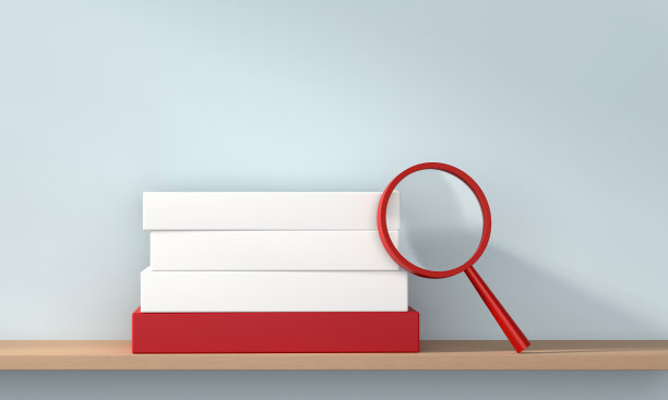 书架上有放大镜的空书图片下载