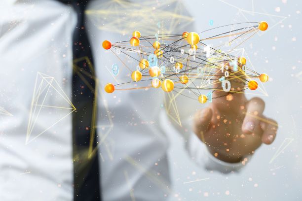 社交网络业务的三维渲染与神经连接浮动图片下载