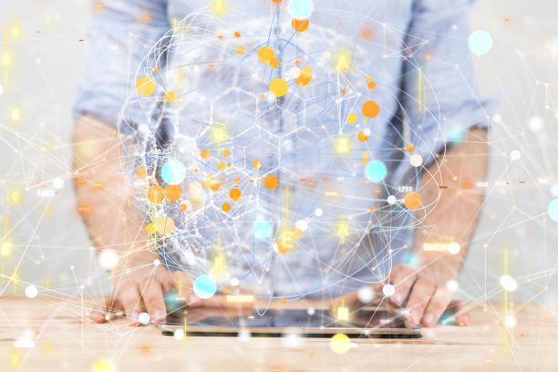 社交网络业务的三维渲染与神经连接浮动图片下载