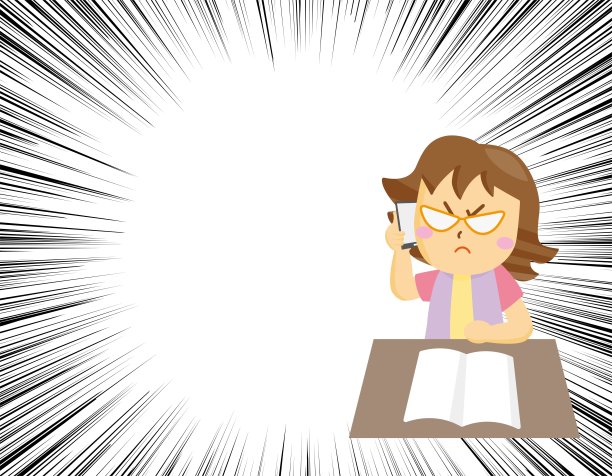 看着智能手机或目录/插图材料(矢量插图)，一脸不满地想要投诉的女性图片下载