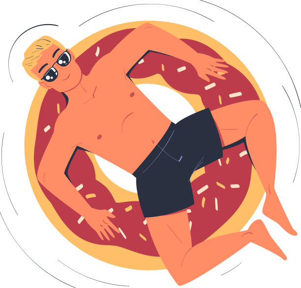 男人的角色戴着太阳镜漂浮在橡胶上图片下载