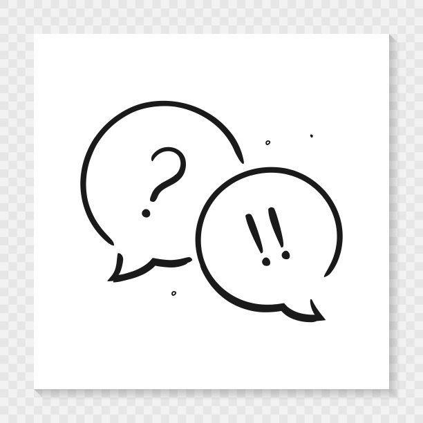 语音气泡、惊叹号和问号通信图标的手绘风格。矢量EPS 10图片下载