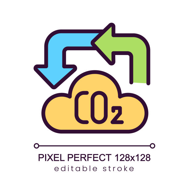 碳循环像素完美的RGB彩色图标图片下载