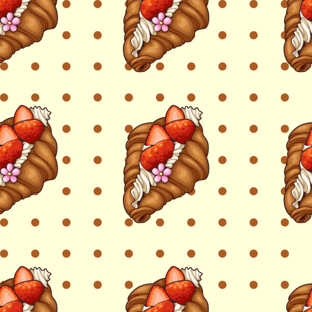 草莓牛角面包图片下载