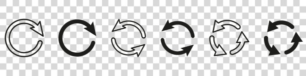一组圆箭头矢量图标。回收图标。圆向量箭头。刷新和重新加载箭头图标。箭头扁平符号图片下载