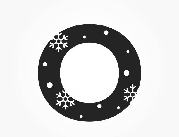 字母里有雪花和雪花。圣诞、新年和冬季设计的元素。孤立矢量图像图片下载