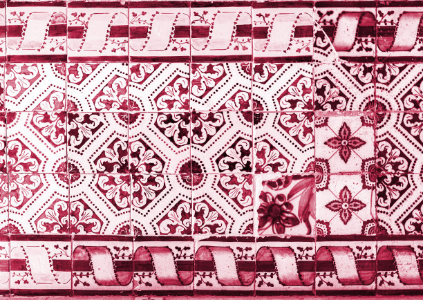 传统华丽的葡萄牙装饰瓷砖azulejos背景图片下载