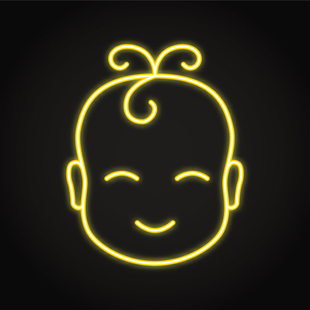 孩子的脸霓虹图标在线的风格图片下载