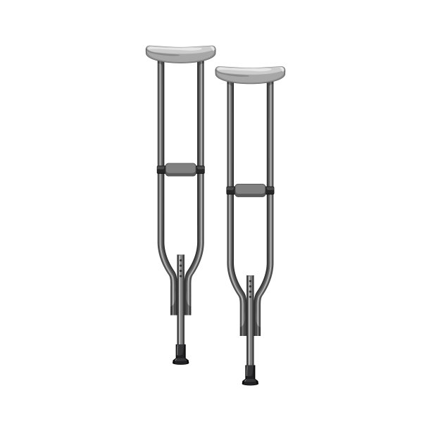 支持拐杖医疗卡通矢量插图图片下载