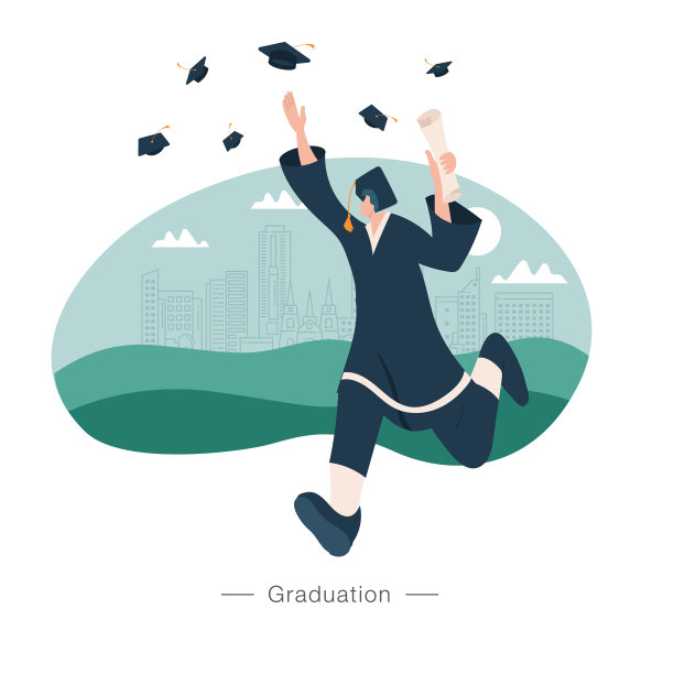 快乐的毕业生角色庆祝毕业。毕业概念插画图片下载