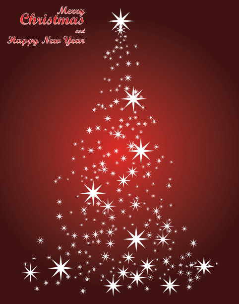 红色的圣诞和新年贺卡配上圣诞树图片下载