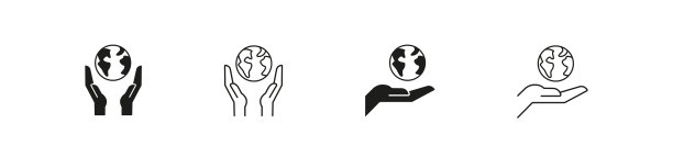 大地在手中。保存星球图标。地球日标志。生态地球标志图片下载