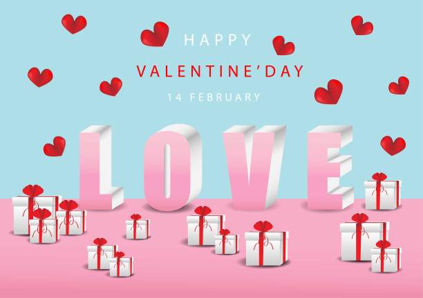 爱。情人节的心形剪纸贺卡。心脏热气球矢量股票插图图片下载