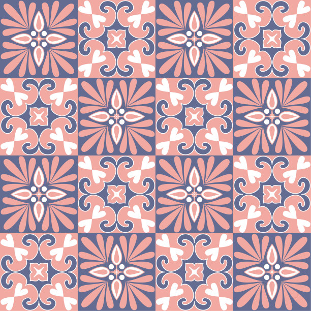 华丽时髦的瓷砖马赛克设计，设计师墙壁装饰在阿拉伯摩洛哥风格，矢量插画图片下载