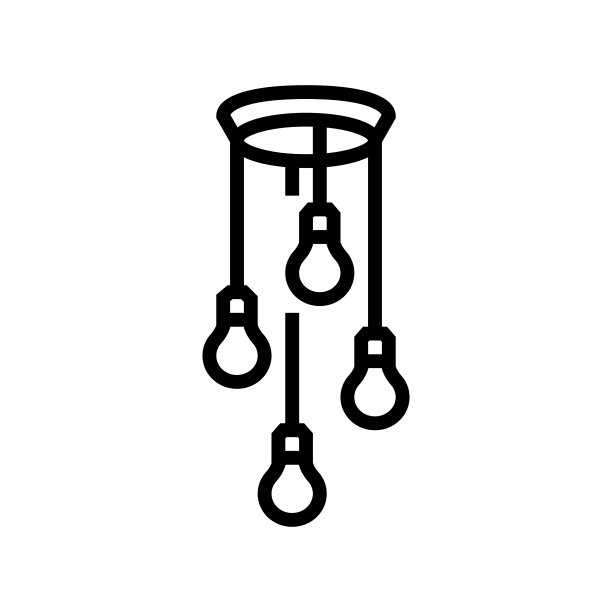 风格灯天花板线图标矢量插图图片下载