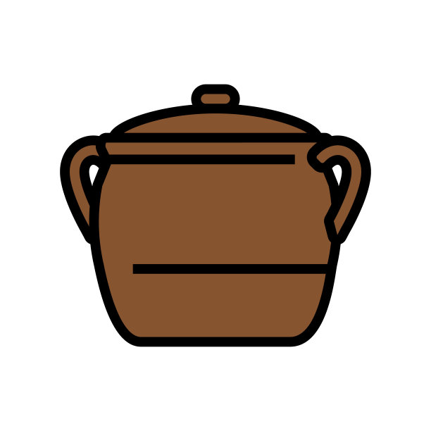 传统锅具烹饪彩色图标矢量插画图片下载