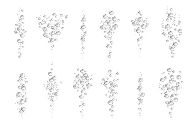 白色背景的水中漂浮着氧气气泡。图片下载