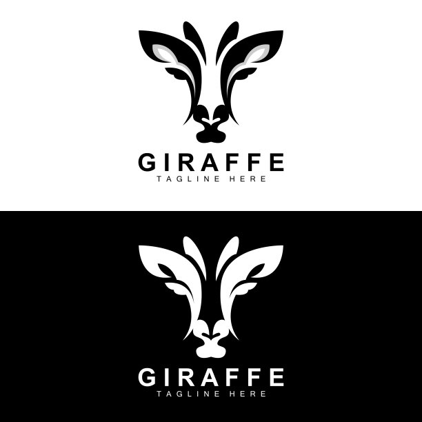 采购产品长颈鹿标志设计，长颈鹿头矢量剪影，高脖子动物，动物园，纹身插图，产品品牌图片下载