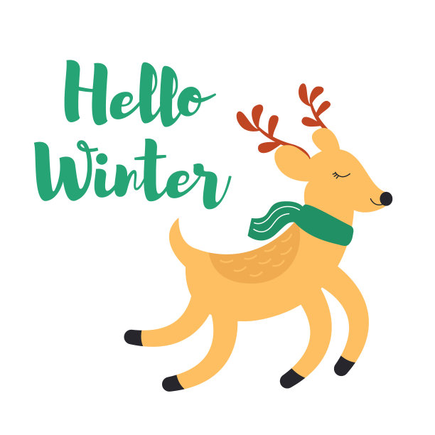 节日的手写字母与可爱的鹿。插图孤立在白色背景上。图片下载
