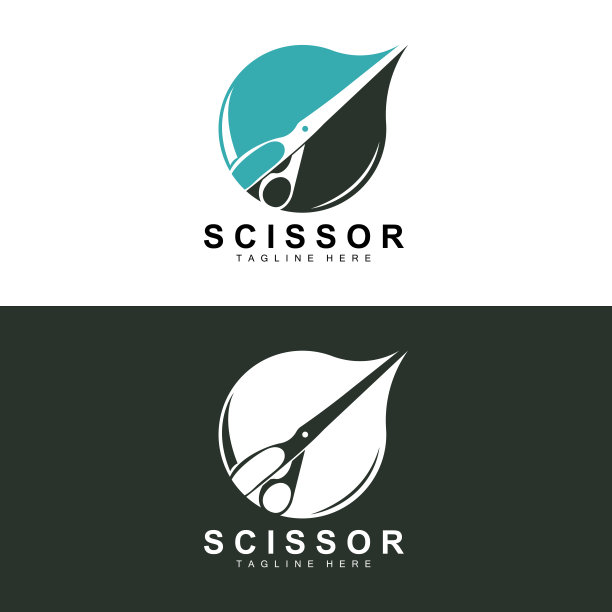 剪刀标志设计，理发店剃须刀矢量，理发店剪刀品牌插画图片下载