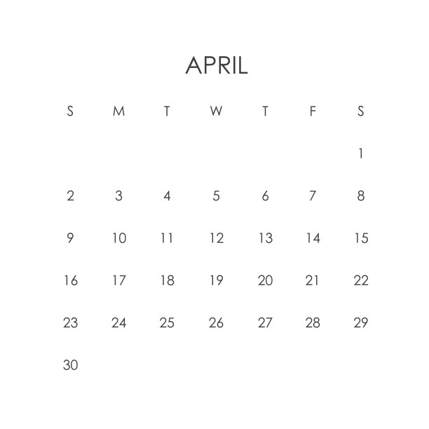 2023年四月日历模板。2023年4月布局。可打印的月度计划。台历设计。从星期天开始。图片下载