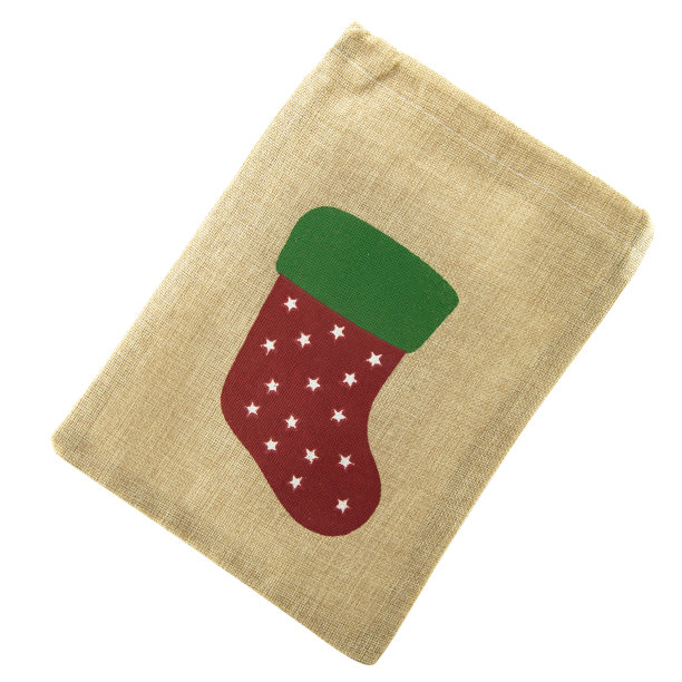 棕色工艺礼品袋袜子装饰孤立的白色图片下载