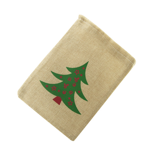 棕色工艺礼品袋袜子装饰孤立的白色图片下载