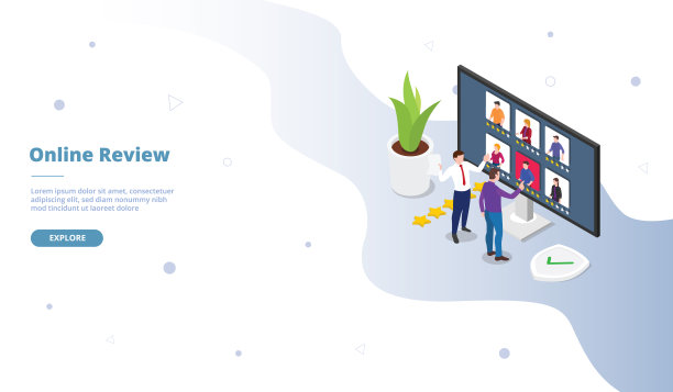 网上审查活动网站模板页登陆首页与等距平面风格图片下载