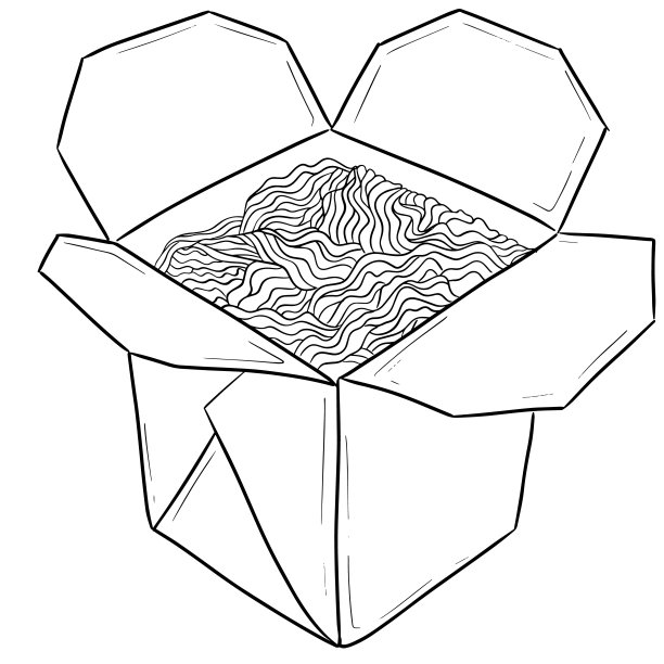 手绘亚洲食物插画。线艺术餐厅菜单。大纲剪纸艺术图片下载