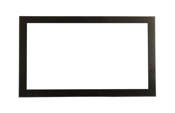 白色背景，白色屏幕的大型LED电视。图片下载