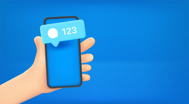 男子手持智能手机与新消息通知。带有复制空间的矢量横幅图片下载