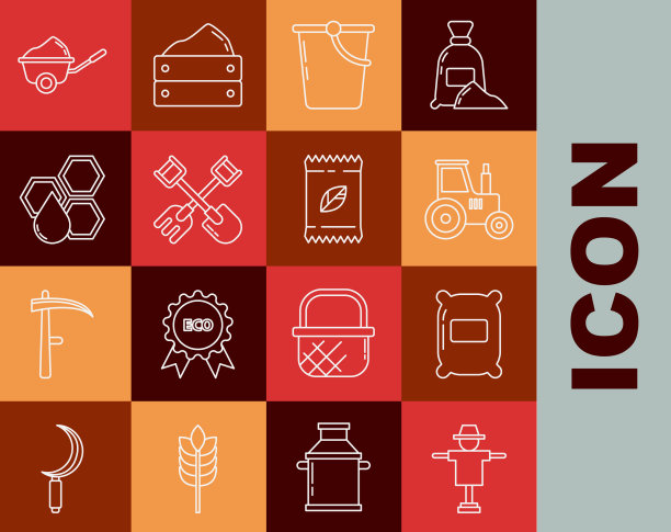 设置线稻草人袋的面粉拖拉机斗图片下载