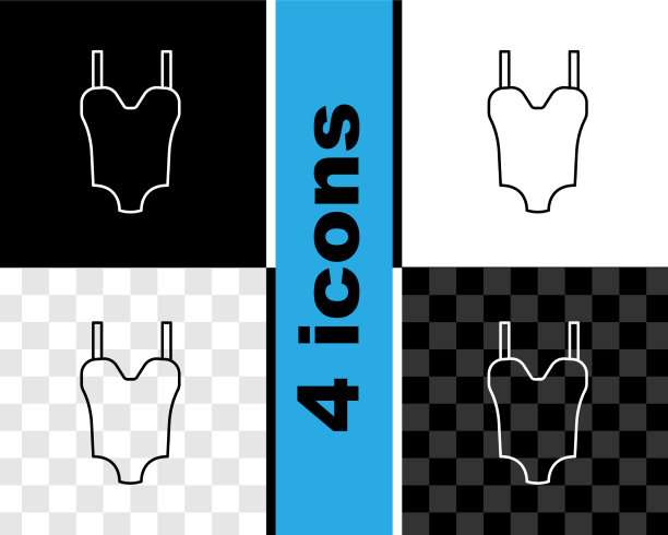 集线夏季海滩泳装图标孤立上图片下载