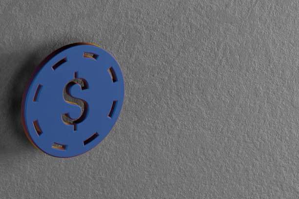 美丽的抽象插图蓝色扑克Token符号图标的墙壁背景。3d效果图。设计的背景图案。图片下载