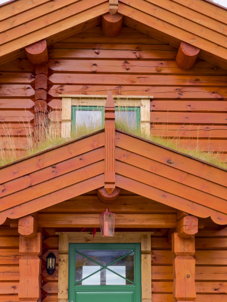 挪威小木屋的细节-库存照片图片下载