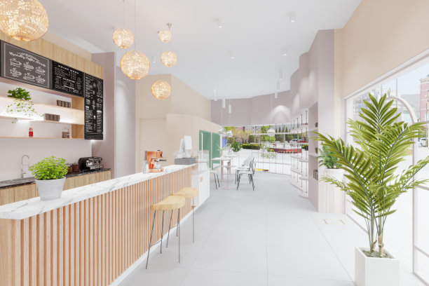 有街景的空咖啡馆图片下载