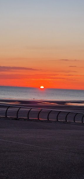 夕阳下的大海和海滩的垂直照片图片下载