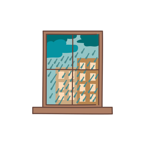 窗外雨天的颜色线图标图片下载