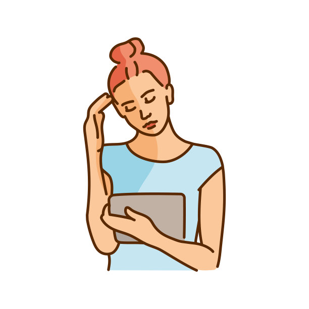 深思熟虑的女孩在平板上研究颜色线图片下载