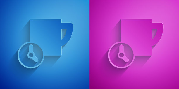 剪纸时间管理图标隔离在蓝色图片下载