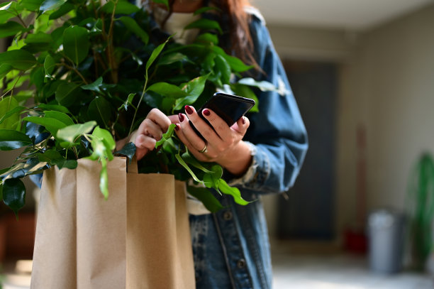 快递员使用智能手机图片下载