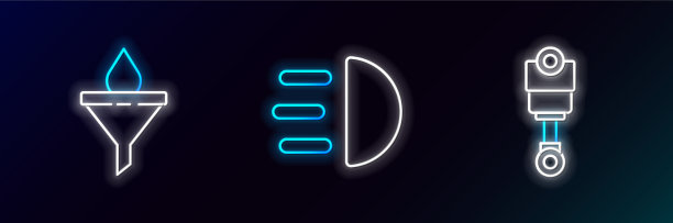 设置直线发动机活塞，漏斗或过滤器和电机图片下载