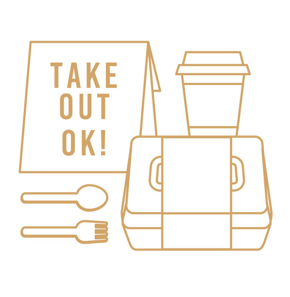 外卖纸袋和咖啡便当线画插图图片下载