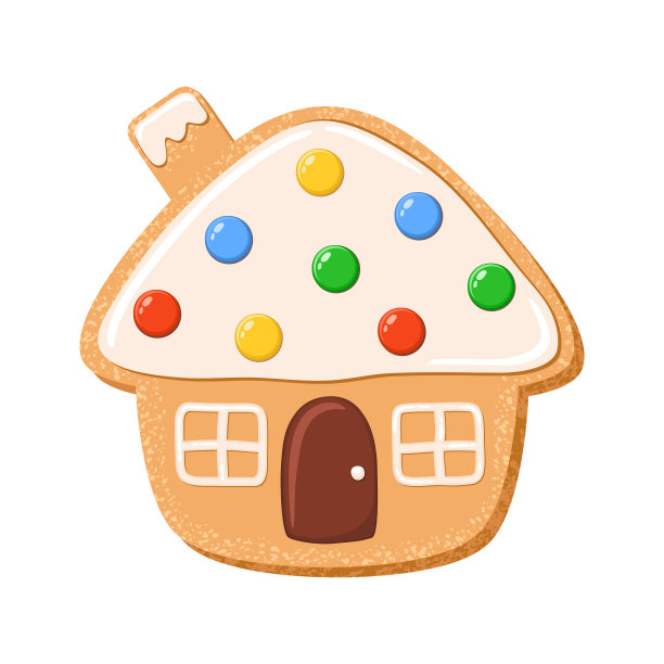 糖果饼干圣诞屋形状。图片下载