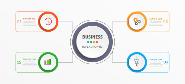 业务信息图设计模板有4个选项，步骤或过程图片下载