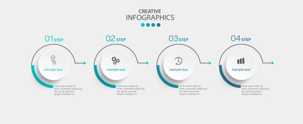 业务信息图设计模板有4个选项，步骤或过程图片下载