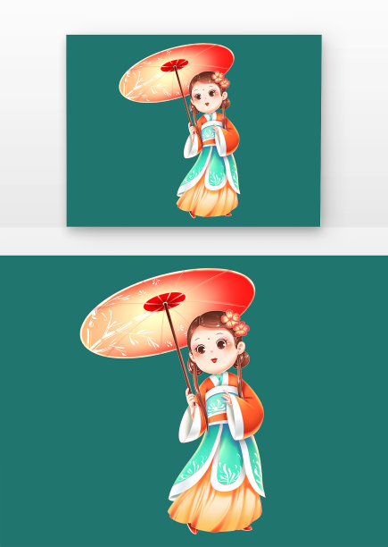 雨水古风少女打伞油纸伞汉服女孩节令节气图片下载